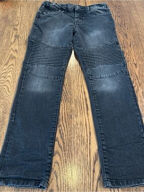 True Religion Boys Jeans Size 10 Geno Relaxed Slim Faded Black Biker Moto Denim